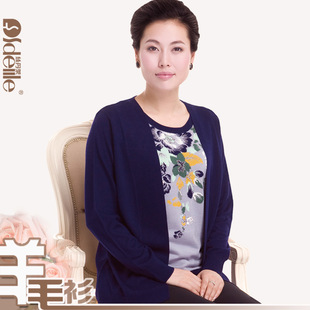  中年女装秋冬季新品毛衣中老年妈妈装春季针织羊毛衫假两件套上衣
