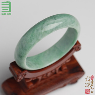  5折批发 站言翡翠满绿豆绿色手镯 缅甸老坑A货玉镯厂家带证书包邮