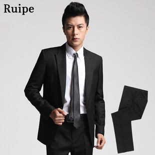  男士新郎礼服男韩版结婚西装 职业正装一扣休闲免烫修身西服套装
