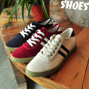  潮流男式系带单鞋 纯色男士帆布鞋 韩版休闲男鞋 春夏平板鞋