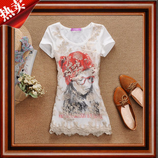 蘑菇街学生装2013夏天衣服新款韩版少女时装潮夏季修身短袖T恤