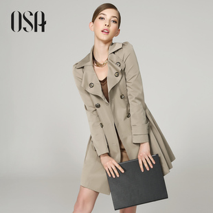  OSA春装新款女装韩版中长款修身春秋女式风衣外套女F33007