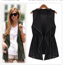 2013 European and American women's casual sleeveless vest female models were thin chiffon vest waistcoat jacket spring and summer