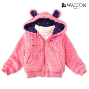 walton韩国品牌<em>童装冬装</em>韩版女童<em>外套</em>兔耳朵拉