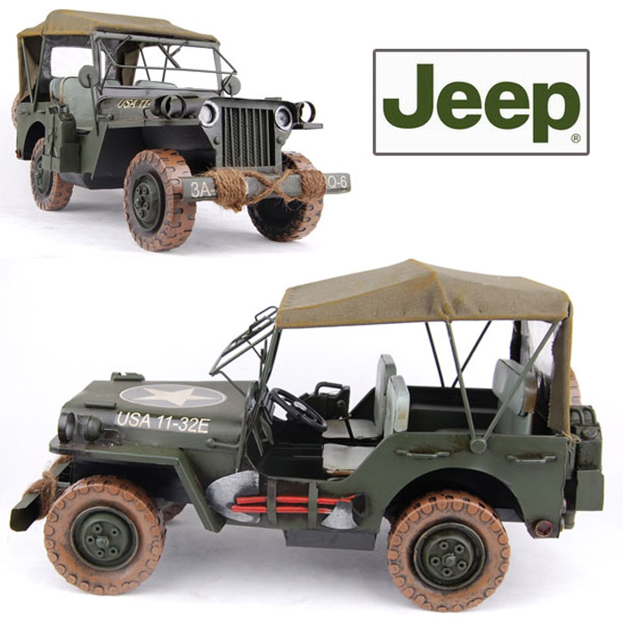 乐满屋家居 大型手工铁皮美式威利斯吉普车模 JEEP战车模型工艺品 乐满屋家居 大型手工铁皮美式威利斯吉普车模 JEEP战车模型工艺品
