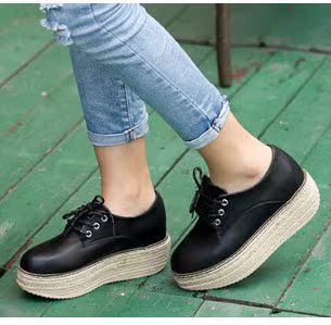  秋季新款高跟女鞋英伦复古摇摇鞋厚底松糕鞋坡跟时尚女单鞋子