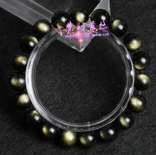  天然金曜石手链黑曜石手链颗颗带眼极品暗金搭配石榴石碧玺