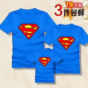  Superman 超人亲子装夏装全家装套装母女装母子装父子装短袖T恤衫