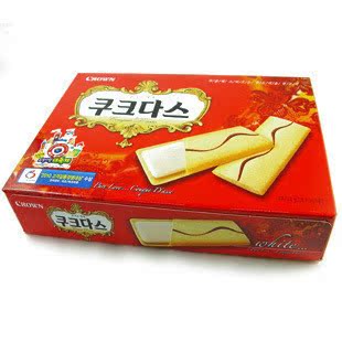  韩国进口食品美食CROWN可拉奥奶油蛋卷代餐薄饼干144克点心
