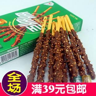  韩国进口 LOTTE乐天杏仁巧克力棒32g 巧克力饼干