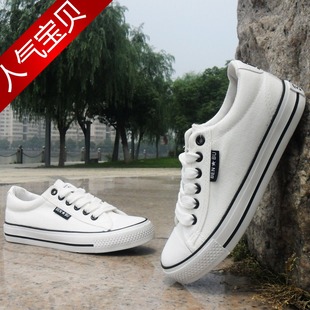  新款经典系带帆布鞋女士休闲鞋韩版潮女鞋子白色男鞋平板鞋情侣鞋