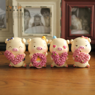 玫瑰花朵LOVE小猪树...