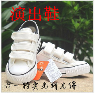  六一儿童演出鞋帆布鞋母女鞋母子鞋魔术贴儿童白色鞋亲子鞋黑色