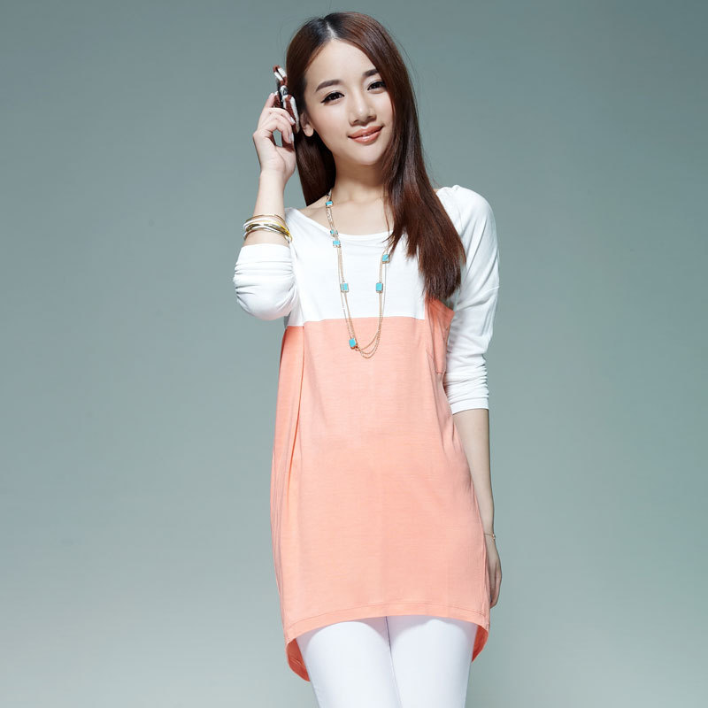 宽松圆领纯棉长袖T恤...