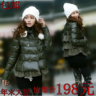  韩版新品女装短款棉衣外套小袄加厚雪纺pu皮拼接棉衣女冬季外套