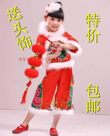 元旦节儿童舞蹈演出服装女童民族表演服饰幼儿