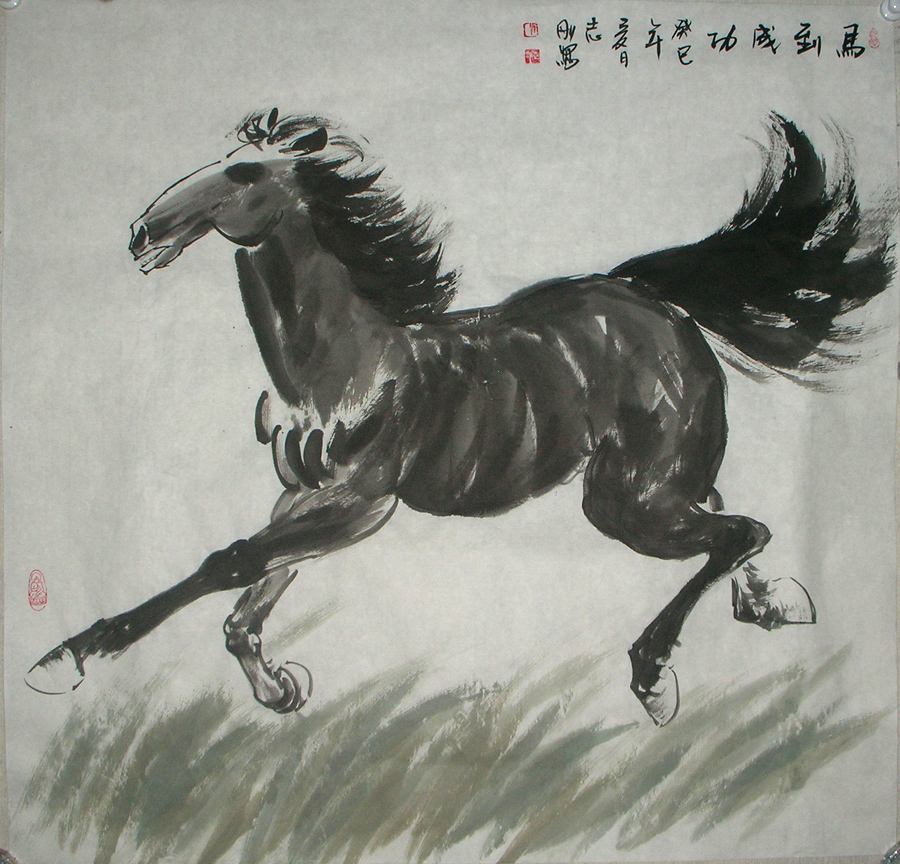吴志刚六尺斗方(313)泼墨马写意中国画马《马到成功》奔马骏马|ruв категории Домашний быт, декоративная живопись, китайская живопись - от Buy2taobao.com для оказания профессиональной услуги покупки агента Taobao