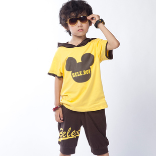  巴乐乐伊品牌童装 男童短袖套装 夏装新款 学院风儿童 宝宝套