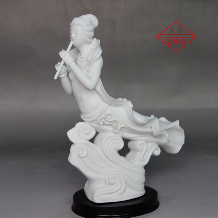 陶瓷敦煌飞天仙女摆件唐韵仕女观音吹箫摆设德