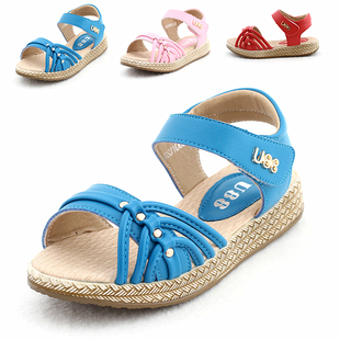  女童真皮凉鞋 韩版时尚潮流儿童牛皮凉鞋 夏季新款绣花公主鞋