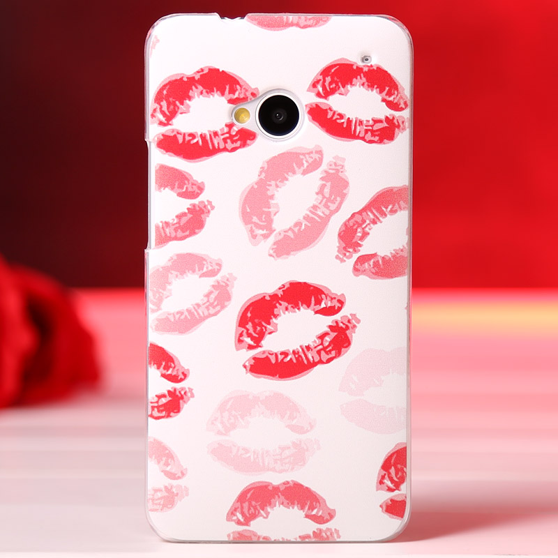 正品彩绘 红唇 国际版 HTC One M7手机壳 M7保护套 手机套 外壳