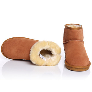  BUZ 5854经典时尚雪地靴 磨砂牛皮长毛绒低筒男女短靴