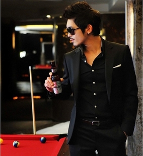  男装 修身西服套装 结婚新郎伴郎西服礼服 男韩版西装套装