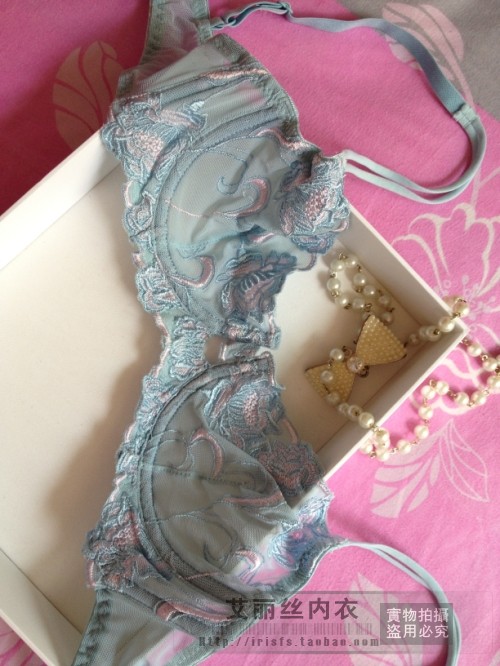 外贸单层网纱绣花 清凉性感超薄<em>文胸</em> <em>胸罩</em> 透明