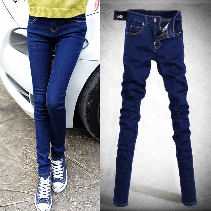 2013新韩版潮<em>女装春季</em>女士深蓝色牛仔裤子大