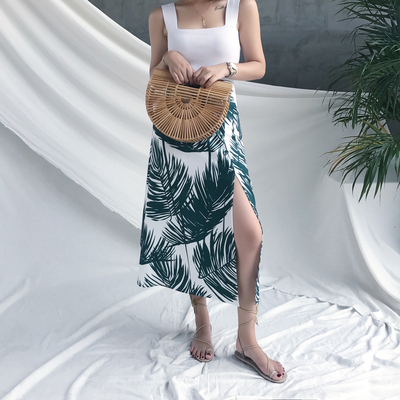 ALOHA STUDIO 露合制衣 绿植度假半身裙高腰裙开叉裙长裙
