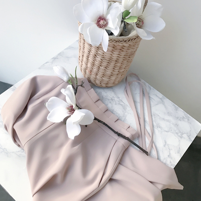 ALOHA STUDIO 露合制衣 复古高腰显瘦荷叶设计腰头九分裤阔腿裤