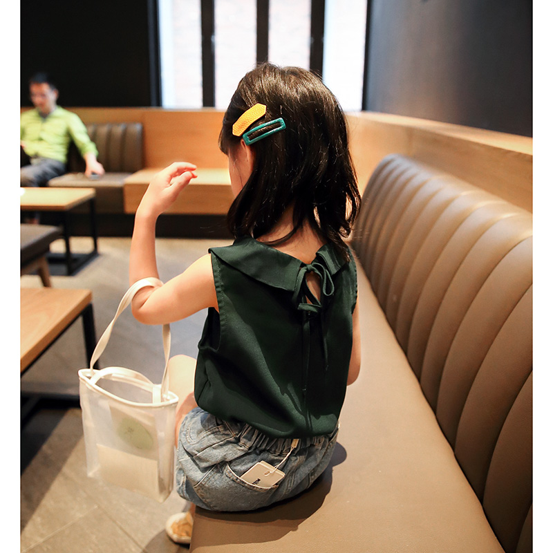 girl Chiffon shirt Sleeveless 2019 Summer wear new pattern Korean Edition Split ends Lapel Frenum Thin section jacket A15in the Children/Baby/Family fitted , Shirt category - from Buy2taobao.com to provide professional Taobao agent buy service