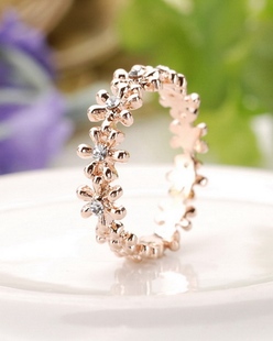  淘金币 小花环戒子韩版潮人复古女水钻戒指食指尾戒 女r072