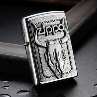 包邮正品zippo芝宝打火机专柜正版zppo/贴章之公牛头骨20286