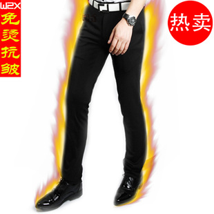  W2X春款弹力长裤男士休闲裤 英伦男士修身休闲裤韩版男裤子黑色潮