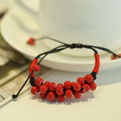 相思豆红豆手链 女式韩版多层 陶瓷义乌端午节小饰品批发地摊货源-淘宝网