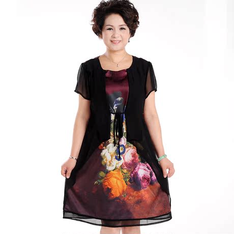2014新款夏季<em>中青老年女装</em>妈妈假两件修身短