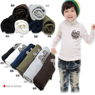  包邮特价儿童高领打底衫内衣男女童宝宝秋衣羊毛拉架保暖长袖T恤