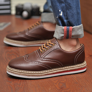  秋季日常休闲鞋时尚英伦韩版男鞋潮流平底真皮男鞋子板鞋低帮皮鞋