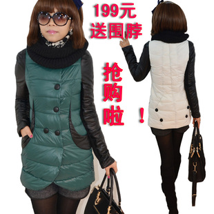  秋冬新款棉衣韩版女装修身时尚双排扣中长款1212棉衣服外套 加厚