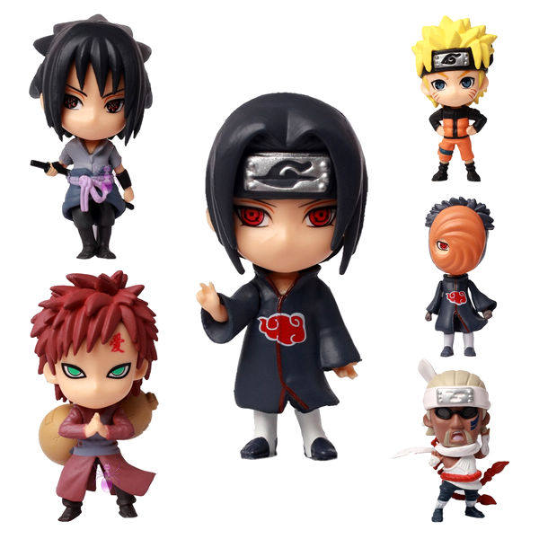 Comprehensive cartoon Naruto toys Sasuke Itachi Gaara Naruto Kakashi garage kits full set 6