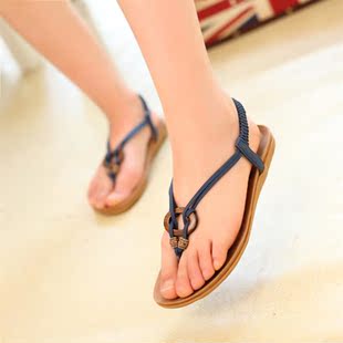  夏季新款民族风女式凉鞋舒适休闲平底鞋时尚复古学院风女鞋子