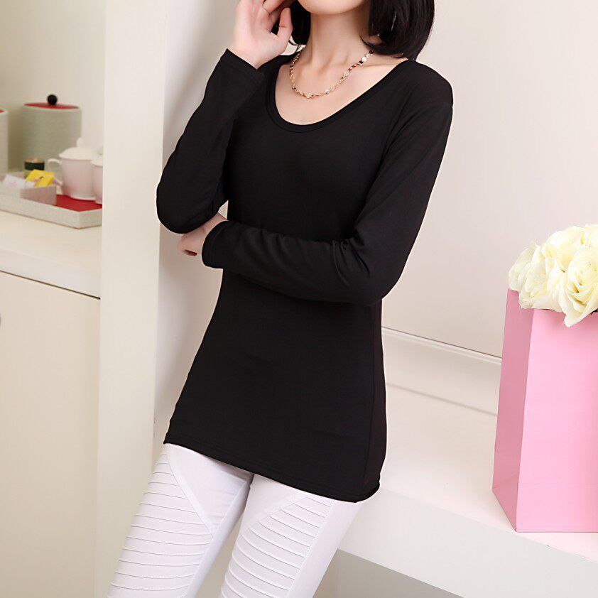包邮秋冬季<em>长袖</em>T恤<em>打底衣</em>小衫<em>女款</em>修身中长款