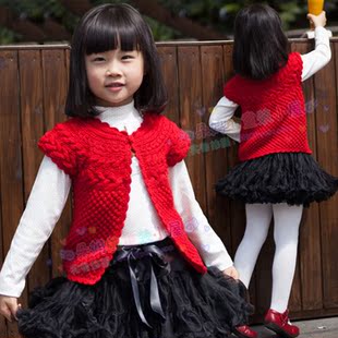 纯手工编织 <em>儿童</em>春装毛线背心 女宝宝<em>毛衣</em> <em>儿童</em>