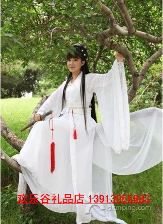 古装 仙女服装 白色小龙女服装 古代女侠服装 倩