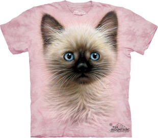  美国代购THE MOUNTAIN女式童装T恤3D粉色小猫脸 纯棉短袖新款