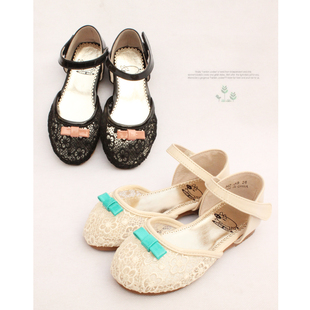  包邮新款小香风hebe女童单鞋儿童凉皮鞋公主单鞋蕾丝镂空凉鞋