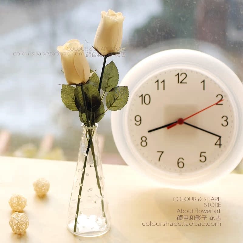 独特木玫瑰花艺【本色】原木带来的自然 仿真花带宜家花瓶 假花 独特木玫瑰花艺【本色】原木带来的自然 仿真花带宜家花瓶 假花