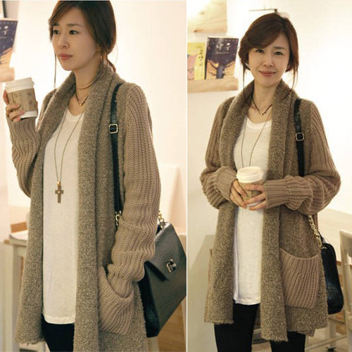 Winter women Korean plus size sweater coats fat cat fat mm long loose Wool Cardigan Sweater 包邮