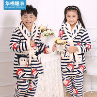 冬季儿童<em>睡衣珊瑚绒</em>女小孩夹棉冬装男孩加厚男